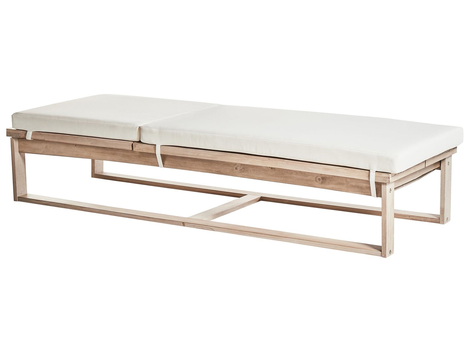 Gartenliege mit Auflage 2er Set AZZANELLO Akazienholz Cremeweiß - Image 2